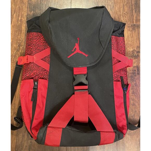 Nike Jordan Air Jump Man Backpack Black Red School Gym